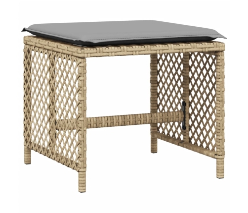 Set comedor de jardín con cojines 13 pzas ratán sintético beige
