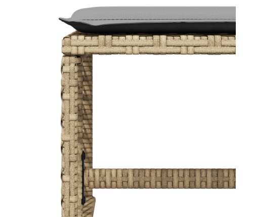Set comedor de jardín con cojines 13 pzas ratán sintético beige