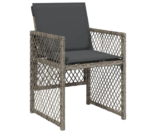 Set comedor de jardín con cojines 13 pzas ratán sintético gris