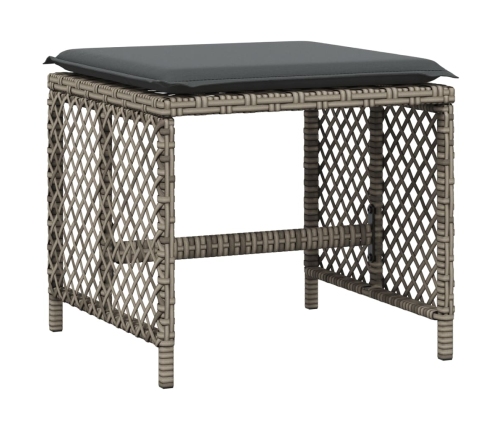 Set comedor de jardín con cojines 13 pzas ratán sintético gris