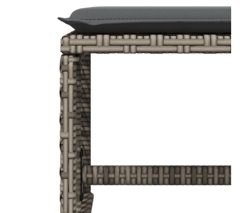 Set comedor de jardín con cojines 13 pzas ratán sintético gris
