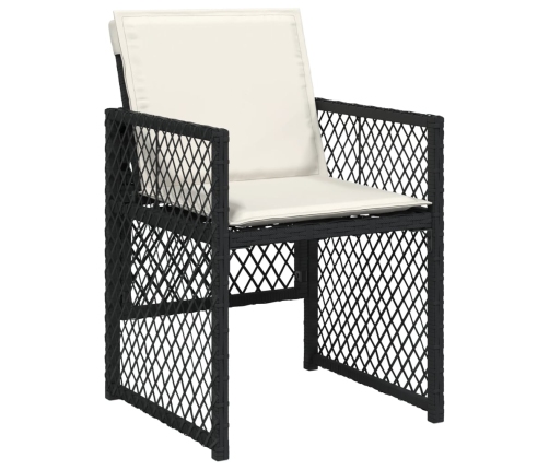 Set comedor de jardín con cojines 13 pzas ratán sintético negro