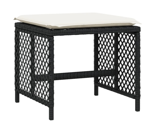 Set comedor de jardín con cojines 13 pzas ratán sintético negro