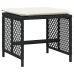 Set comedor de jardín con cojines 13 pzas ratán sintético negro