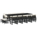 Set comedor de jardín con cojines 15 pzas ratán sintético negro