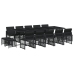 Set comedor de jardín con cojines 15 pzas ratán sintético negro