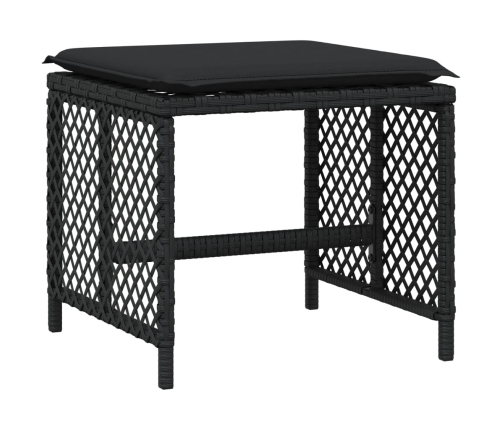Set comedor de jardín con cojines 15 pzas ratán sintético negro