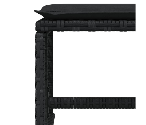 Set comedor de jardín con cojines 15 pzas ratán sintético negro