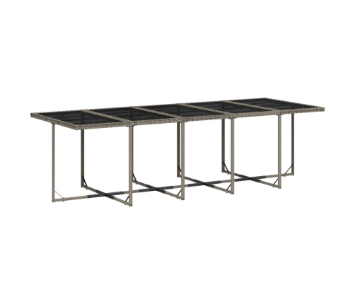 Set comedor de jardín con cojines 15 pzas ratán sintético gris