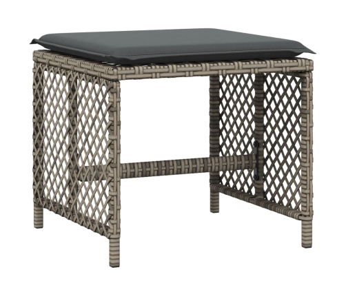 Set comedor de jardín con cojines 15 pzas ratán sintético gris