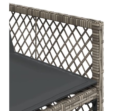 Set comedor de jardín con cojines 15 pzas ratán sintético gris
