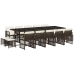 Set comedor de jardín y cojines 15 pzas ratán sintético marrón
