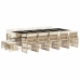 Set comedor de jardín con cojines 15 pzas ratán sintético beige
