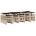 Set comedor de jardín con cojines 15 pzas ratán sintético beige