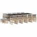 Set comedor de jardín con cojines 15 pzas ratán sintético beige