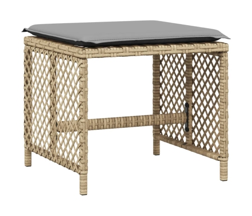 Set comedor de jardín con cojines 15 pzas ratán sintético beige
