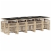 Set comedor de jardín con cojines 15 pzas ratán sintético beige