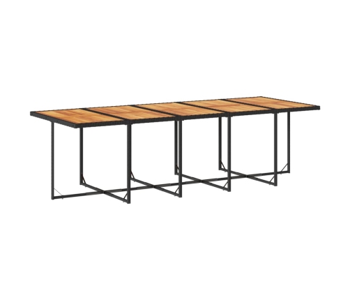 Set comedor de jardín con cojines 15 pzas ratán sintético negro