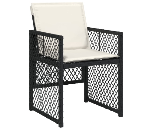 Set comedor de jardín con cojines 15 pzas ratán sintético negro