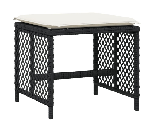 Set comedor de jardín con cojines 15 pzas ratán sintético negro
