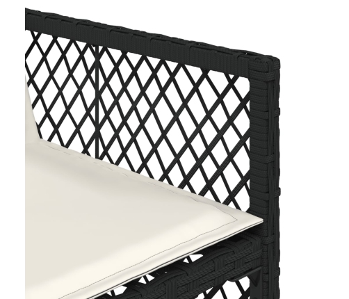 Set comedor de jardín con cojines 15 pzas ratán sintético negro