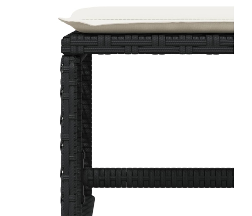 Set comedor de jardín con cojines 15 pzas ratán sintético negro