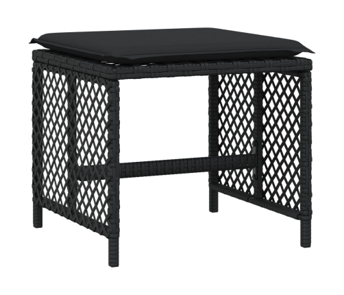 Set de muebles jardín 17 pzas con cojines ratán sintético negro