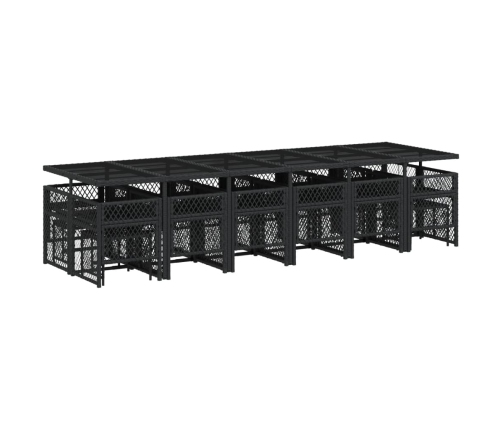Set de muebles jardín 17 pzas con cojines ratán sintético negro