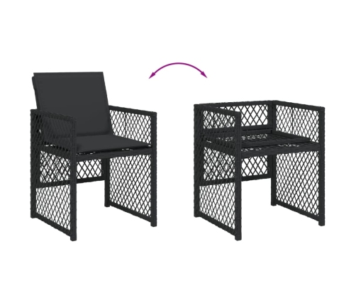 Set de muebles jardín 17 pzas con cojines ratán sintético negro