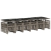 Set comedor de jardín 17 pzas y cojines ratán sintético gris