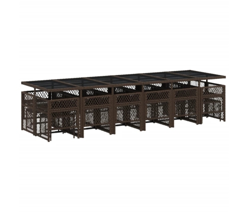 Set de muebles jardín 17 pzas y cojines ratán sintético marrón