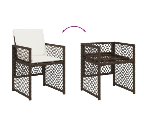 Set de muebles jardín 17 pzas y cojines ratán sintético marrón