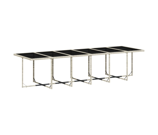Set comedor jardín y cojines 17 pzas ratán sintético gris claro