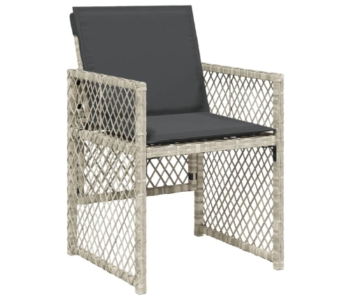 Set comedor jardín y cojines 17 pzas ratán sintético gris claro