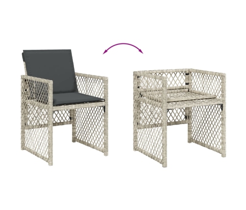 Set comedor jardín y cojines 17 pzas ratán sintético gris claro