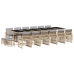 Set comedor de jardín 17 pzas con cojines ratán sintético beige