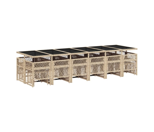 Set comedor de jardín 17 pzas con cojines ratán sintético beige