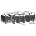 Set comedor jardín y cojines 13 pzas ratán sintético gris claro