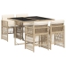 Set comedor de jardín 5 pzas con cojines ratán sintético beige