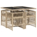 Set comedor de jardín 5 pzas con cojines ratán sintético beige