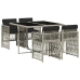 Set comedor de jardín 5 pzas cojines ratán sintético gris claro