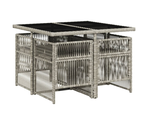 Set comedor de jardín 5 pzas cojines ratán sintético gris claro