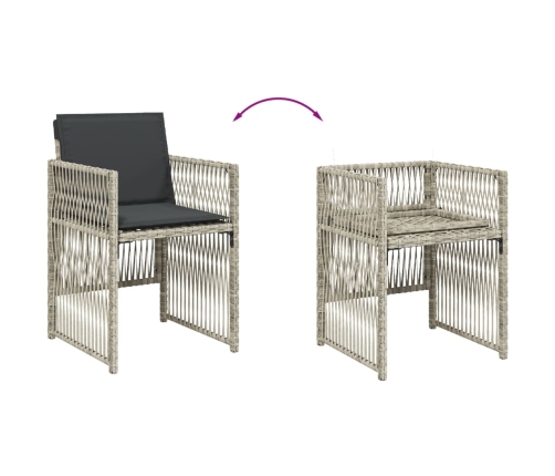 Set comedor de jardín 5 pzas cojines ratán sintético gris claro