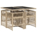 Set comedor de jardín 5 pzas con cojines ratán sintético beige