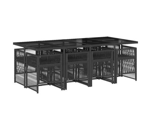Set de comedor de jardín 9 pzas y cojines ratán sintético negro