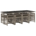 Set comedor jardín 9 pzas y cojines ratán sintético gris
