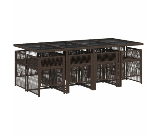Set comedor para jardín 9 pzas y cojines ratán sintético marrón