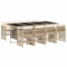 Set comedor de jardín 9 pzas con cojines ratán sintético beige