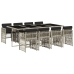 Set comedor de jardín 9 pzas cojines ratán sintético gris claro