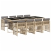 Set comedor de jardín 9 pzas con cojines ratán sintético beige